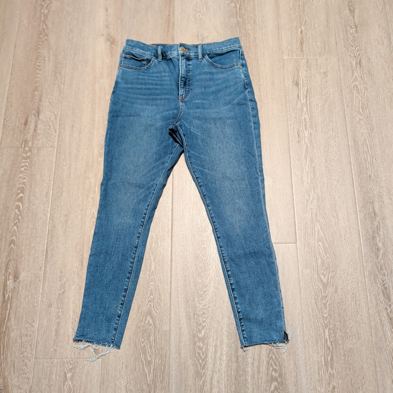 Express Skinny Jeans Womens 10r Blue High Rise Raw Hem Conscious Edit 30x27